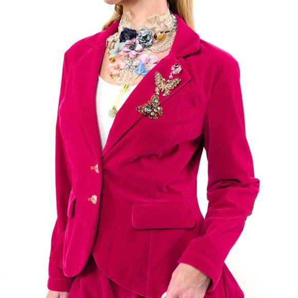 NWT Aratta Jovie Blazer - Fuchsia - Velvet Jacket - Pink - Size Medium - Picture 1 of 5